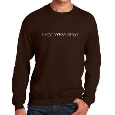 The Hot Yoga Spot Horizontal White Embroidered- Heavy Blend Crewneck Sweatshirt 3 Thumbnail